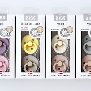 BIBS Pacifiers | Natural Rubber Baby Pacifier | Set of 2 BPA-Free Soothers | Made in Denmark | Size 0-6 Months