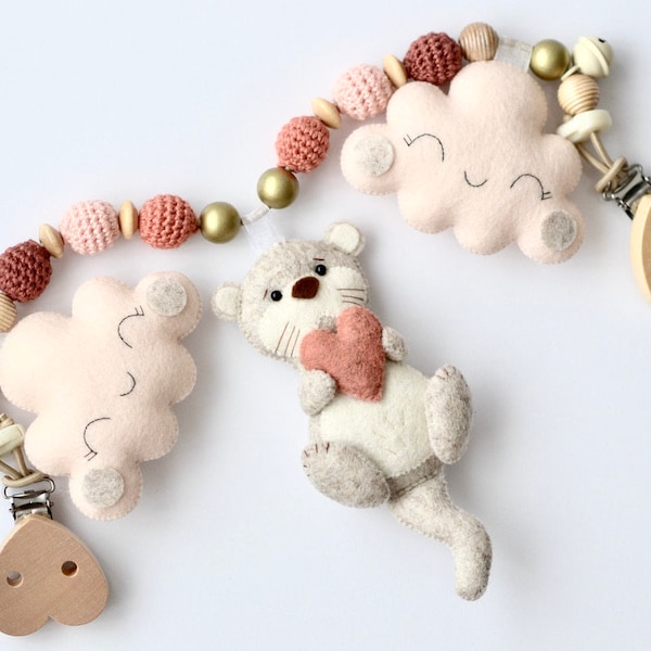 Barnvagnskedja med utter, barnvagnskedja för flickor, barnvagnskedja med utter och moln