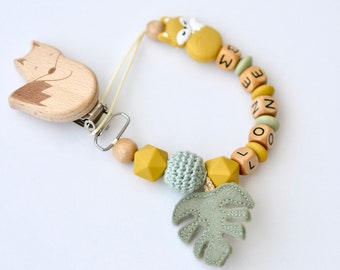 Personalized Wooden Pacifier Clip with Name, Baby Dummy Clip, Newborn Gift
