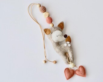 Car Seat Toy with Deer, Stroller Pendant, Newborn Gift, Pram Toy