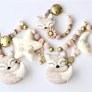 Sparset Fuchs, Kinderwagenkette mit Fuchs, Schnullerkette, Maxi Cosi Anhänger Fuchs