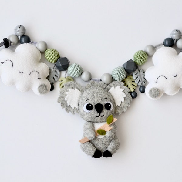 Kinderwagenkette mit "Koala", 100 % Filz,  Baby Geschenk