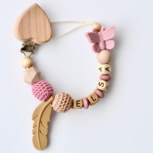 Schnullerkette mit Namen, Personalisiert, Mädchen, Baby Geschenk