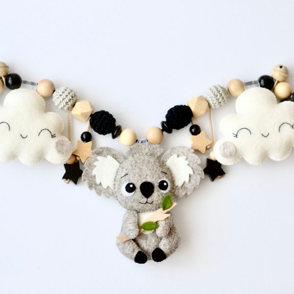 Kinderwagenkette mit "Koala", 100 % Filz,  Baby Geschenk