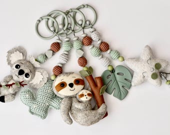 Baby Play Gym Toys, Wooden Sloth Koala Cactus Star, Silicone Monstera Leaf, Play Arch Hangers, Newborn Gift