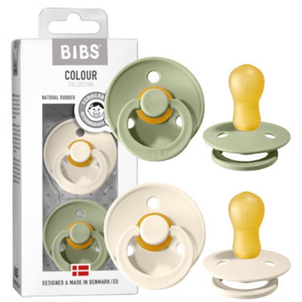 BIBS Pacifiers | Natural Rubber Baby Pacifier | Set of 2 BPA-Free Soothers | Made in Denmark | Size 18-36 Months
