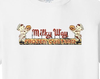 Old Milwaukee Milky Way Frozen Custard Drive-In Glendale Wisconsin Vintage Retro T-Shirt Throwback Long Lost Tee Shirt