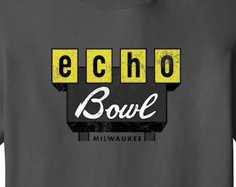 Old Milwaukee Echo Bowl Bowling Alley Glendale Wisconsin Vintage Retro T-Shirt Throwback Long Lost Tee Shirt