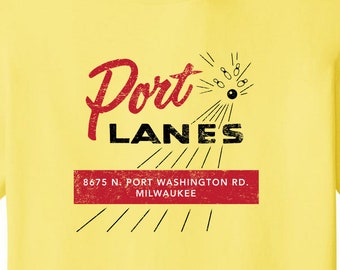 Old Milwaukee Port Lanes Bowling Alley Fox Point Wisconsin Vintage Retro T-Shirt Throwback Long Lost Tee Shirt