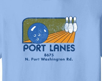 Old Milwaukee Port Lanes Bowling Alley Fox Point Wisconsin Vintage Retro T-Shirt Throwback Long Lost Tee Shirt