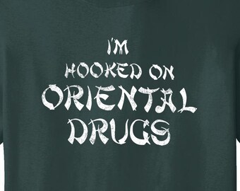 Old Milwaukee I’m Hooked on Oriental Drugs Milwaukee Wisconsin Vintage Retro T-Shirt Throwback Long Lost Tee Shirt