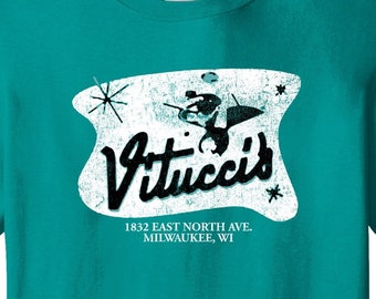 Old Milwaukee Vitucci's Cocktail Lounge Milwaukee Wisconsin Vintage Retro T-Shirt Throwback Long Lost Tee Shirt