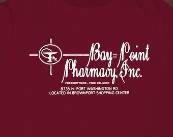Old Milwaukee Bay Point Pharmacy Fox Point Wisconsin Vintage Retro T-Shirt Throwback Long Lost Tee Shirt