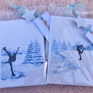 Kunstschaatskaart | schaatskaart | kerst wenskaart | aquarel kaarten