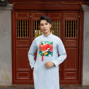 Ao Dai Men|Blue  ao dai for men(No pants included) Lunar New Year | Vietnamese traditional | Vietnamese long dress| Men Ao Dai|  ADN27