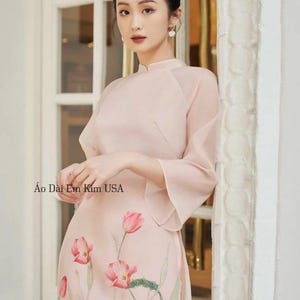 women Ao Dai silk design Ao Dai Viet Nam | Women Vietnamese Long Dress| Lunar New Year |Traditional Ao Dai with pants ss01