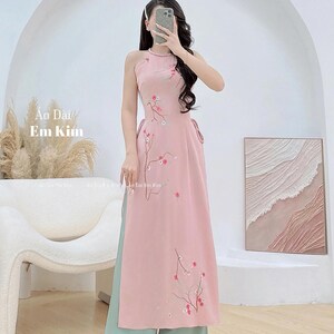 Sleeveless Ao Dai lua theu |B11|  Ao Dai for women| Lunar New Year|  modern vietnamese dresses| Tet |