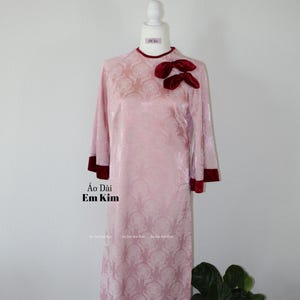 Gam Tho with Bow Ao Dai Set| Ao Dai Viet Nam | Vietnamese Long Dresses | Ao Dai traditiona| pre- made ao dai set with pants| V20