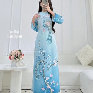 Ao Dai lụa TET 2026 Blue B19|  Ao Dai for women| Lunar New Year|  modern vietnamese dresses| Tet |