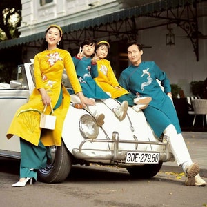 Family Lotus Embroidery matching Ao Dai, Ao Dai Vietnam, Kids, Ao Dai Lunar New Year, Ao Dai dress family, Girl Boy women Ao Dai Tet|GD03 ko