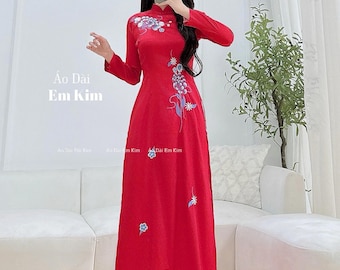 Red theu Design Ao Dai  A45|  Ao Dai for women| Lunar New Year|  modern vietnamese dresses| Tet |