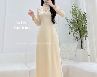 Cream Van Go theu Design Ao Dai  A44|  Ao Dai for women| Lunar New Year|  modern vietnamese dresses| Tet |