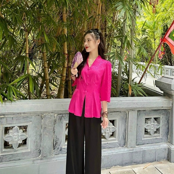 Pink gấm Áo Bà Ba modern