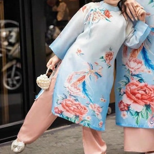 BLue girl ao dai size 5 Ao Dai Viet Nam | Women Vietnamese Long Dress| Lunar New Year |Traditional Ao Dai with pants