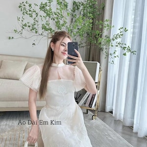 Final sale Clearance white ao dai Ao Dai Viet Nam | Women Vietnamese Long Dress| Lunar New Year |Traditional Ao Dai with pants