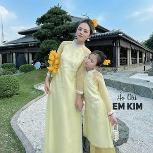 Mommy and daughter Matching Ao Dai Set đính kết| Pre-made Modern Ao Dai Vietnam| Ao Dai women| Ao dai for girls| Lunar New Year| Me Va Be|