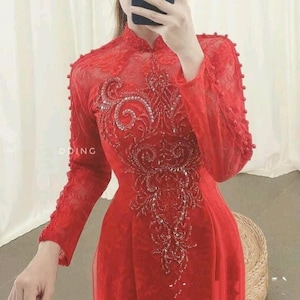 Ao dai wedding/Pre-made Ao Dai Ao Dai Viet Nam | Women Vietnamese Long Dress| Lunar New Year |Traditional Ao Dai with pantsB54