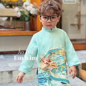 Ao Dai Boy Blue ( NO PANTS)  Ao Dai Kids| Pre-made Traditional Vietnamese Ao Dai | Lunar New Year | Ao Dai for Boy| BOY7
