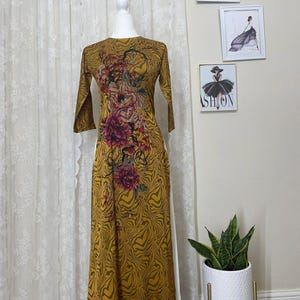 Thai Tuan Silk Yellow Ao Dai|Ao Dai Viet Nam | Women Vietnamese Long Dress| Lunar New Year |Traditional Ao Dai with pants  No pant included