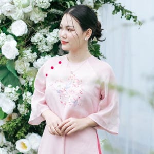 Pink Embroidery Ao Dai Silk Modern |Ao Dai Viet Nam | Women Vietnamese Long Dress| Lunar New Year |Traditional Ao Dai with pants  K01