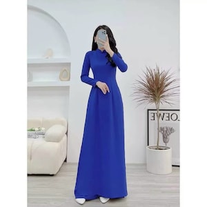 Blue Chiffon 3D flowers Ao Dai, Ao Dai Viet Nam | Women Vietnamese Long Dress| Lunar New Year |Traditional Ao Dai with pants B49