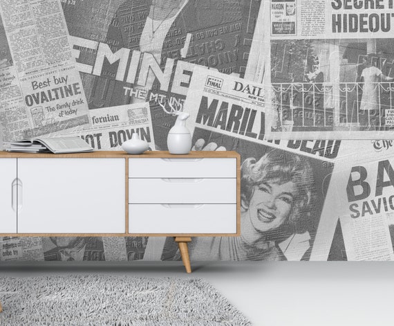 Creative Vintage Journal Wallpaper Newspaper Collage News & Self Adhesive  Wall Art Mural Modern Peel and Stick Decor -  Denmark
