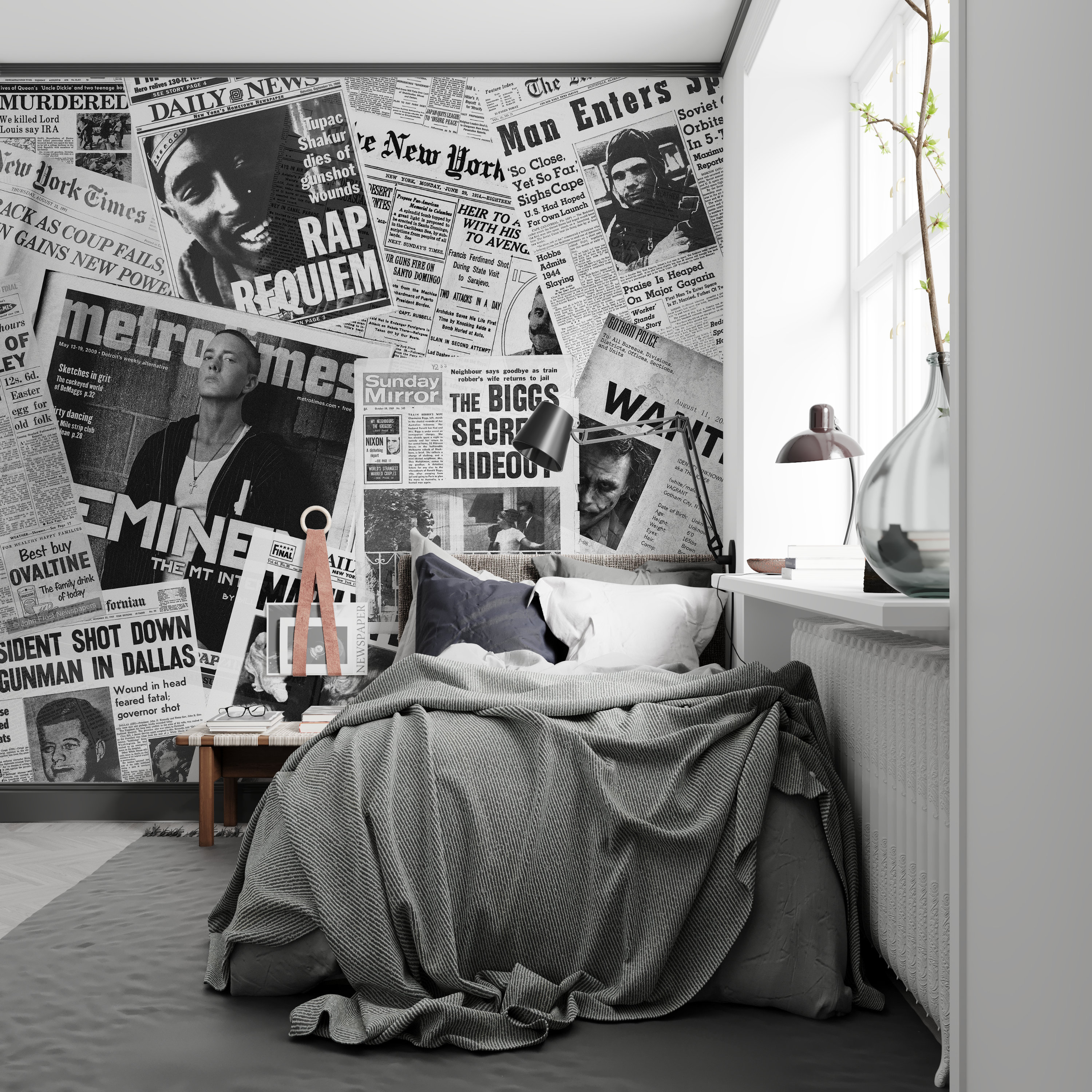 Wall Mural Newspaper, Publication E Font, Wall Murals Vintage Style, u56680 