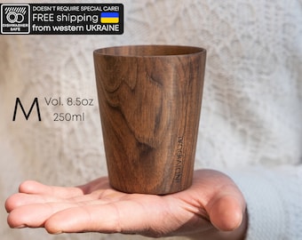 WALNUT M. Dishwasher proof. Wood Mug. Eco friendly. Handmade. Best gift. Hydrophobic. Natural wood coffee mug. For any drinks