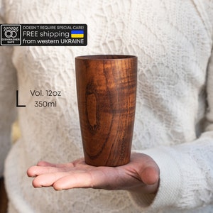 FRESNO OSCURO L. Apto para lavavajillas. Tazas de café de madera. Respetuoso del medio ambiente. Hecho a mano. El mejor regalo. Hidrofóbico. Taza de café de madera natural. Para cualquier bebida