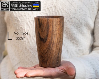 WALNUT L. Dishwasher proof. Wood Mug. Eco friendly. Handmade. Best gift. Hydrophobic. Natural wood coffee mug. For any drinks