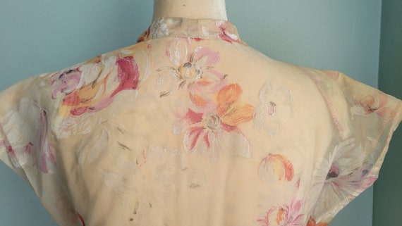 Vintage 1940s Sheer Dress Floral Begonias Daisies… - image 6