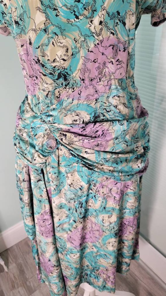 Swirl! 1940s Flirty Turquoise Purple Taupe Novelt… - image 5