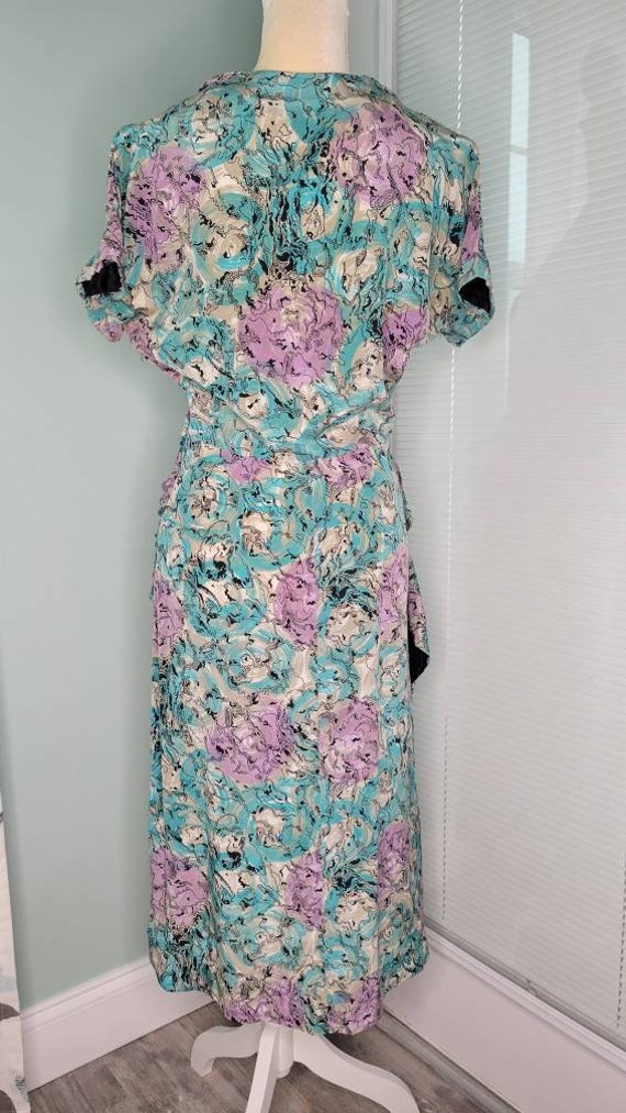 Swirl! 1940s Flirty Turquoise Purple Taupe Novelt… - image 8