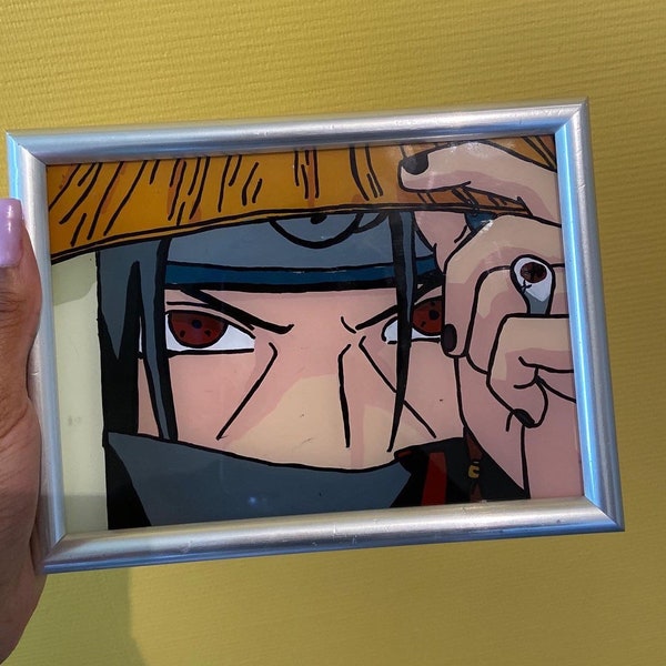 Itachi peinture sur verre naruto, itachi glass painting