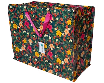 Tropical Floral Storage Bag - Created from Recycled Plastic Bottles