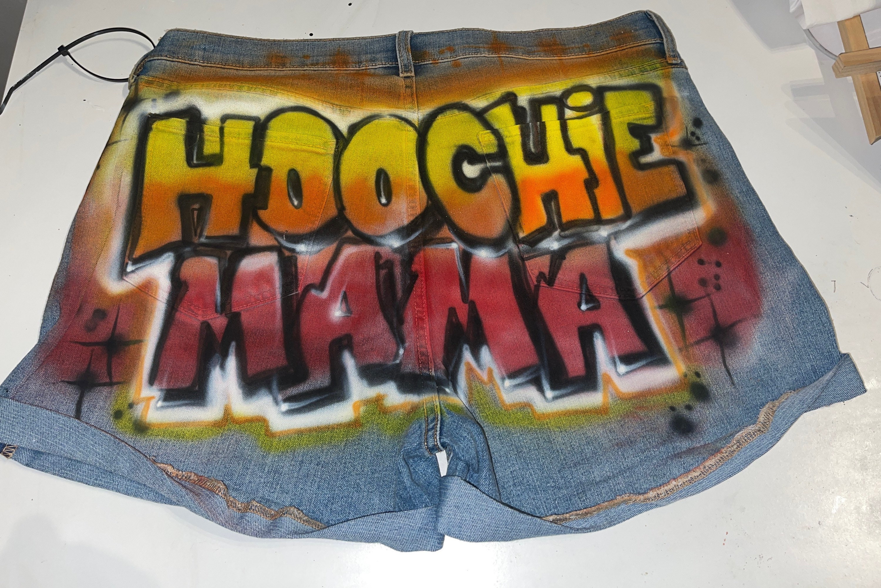 HOOCHIE Momma Airbrush Custom Denim Jeans Booty Short - Etsy