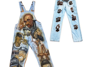 Airbrush Hip Hop denim Jumper / Coveralls