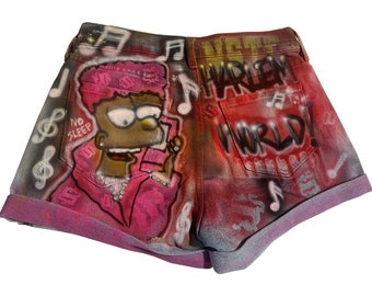 Airbrush Customize Killa Cam Bart Simpson Jeans Booty kurz