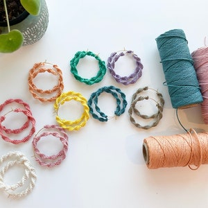 Macrame twist hoop earrings
