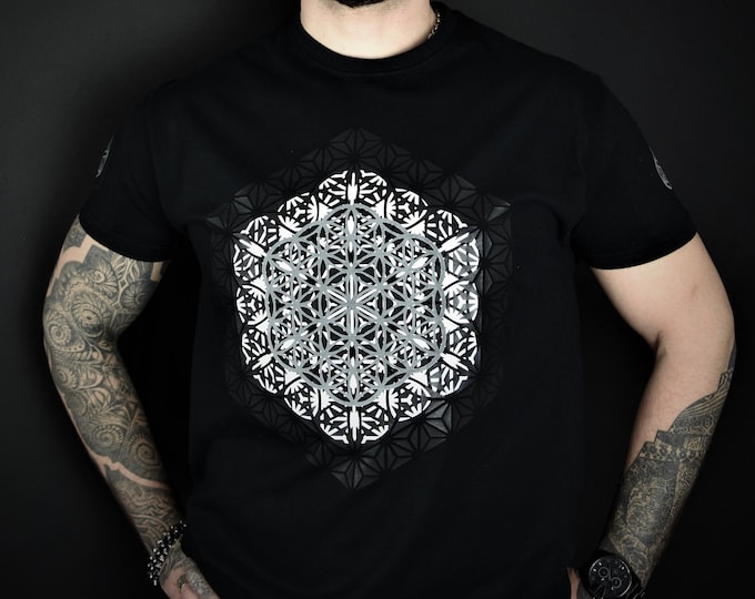 Hand Decorated T-Shirt Sacred Geometry  "Flowers Of Life"